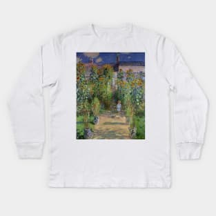 Monet's Garden at Vetheuil by Claude Monet Kids Long Sleeve T-Shirt